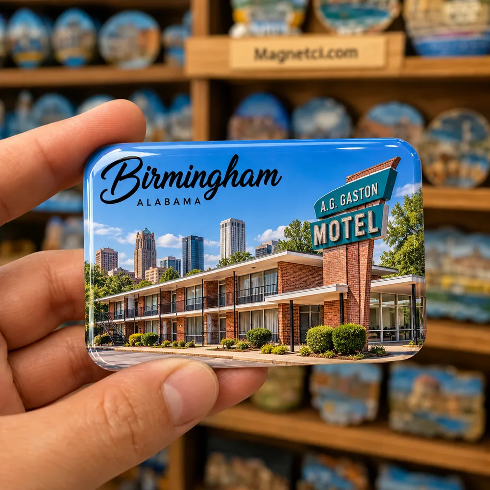 Birmingham A.G. Gaston Motel tarihî yapı epoksi souvenir magnet USA-ALB-BIR-05
