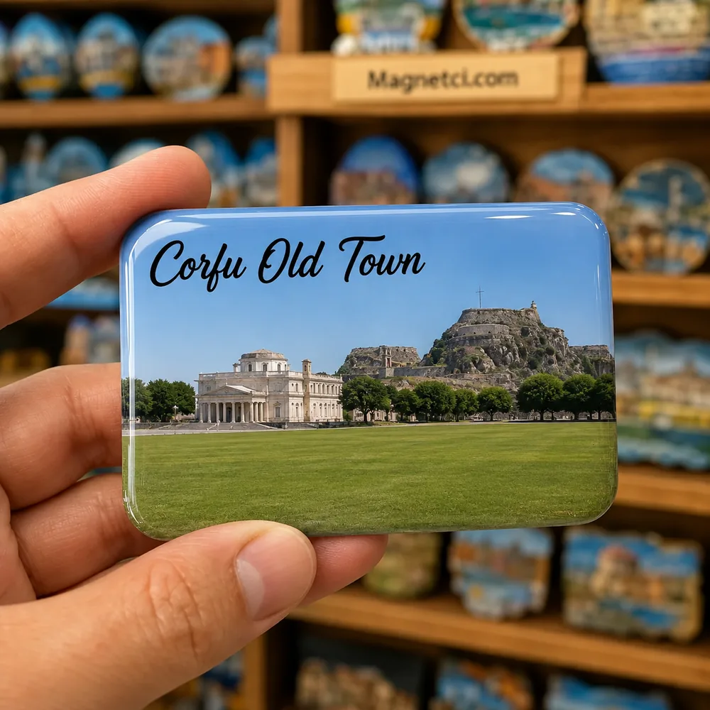 Corfu Old Town Spianada Meydanı epoksi magnet COR-01
