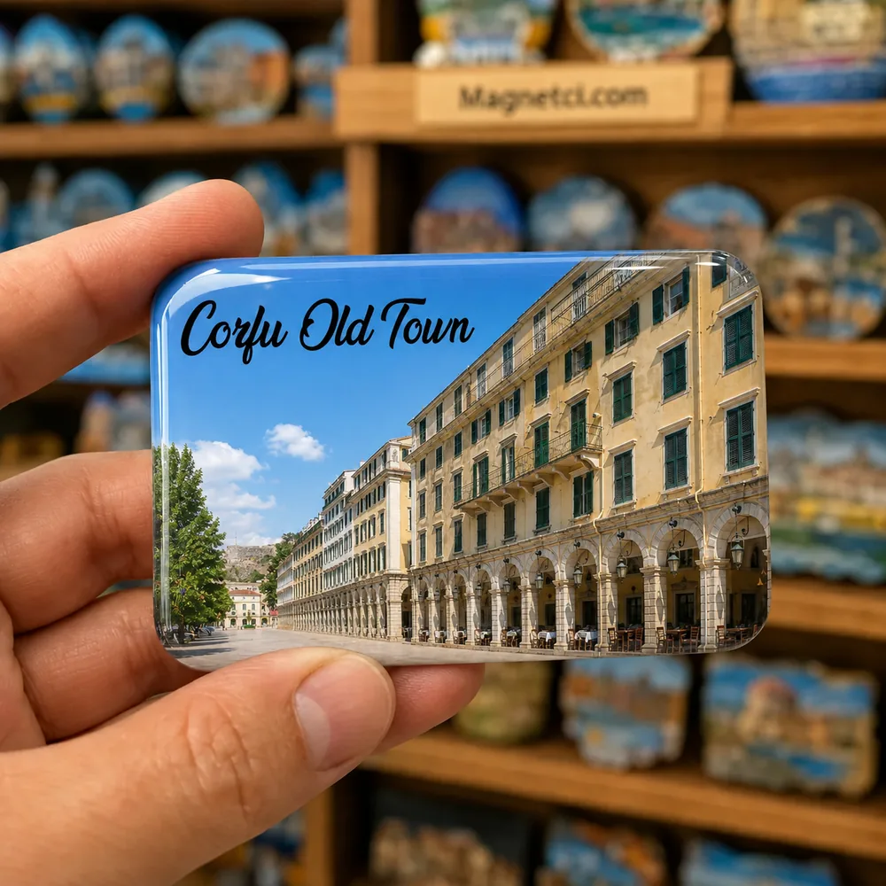 Corfu Old Town Liston Caddesi epoksi magnet COR-02