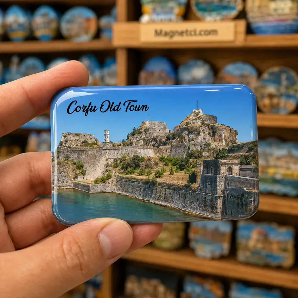 Corfu Old Town Eski Kale epoksi magnet COR-03