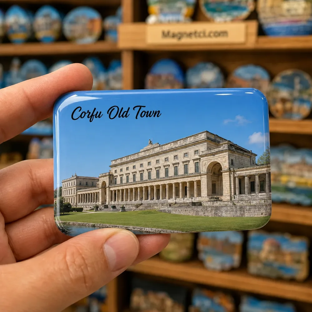 Corfu Old Town Aziz Michael ve George Sarayı epoksi magnet COR-08