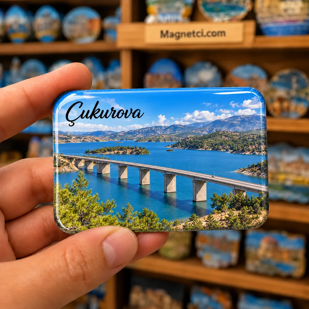 Adana Çukurova Çatalan Köprüsü temalı elde tutulan parlak epoksi souvenir magnet