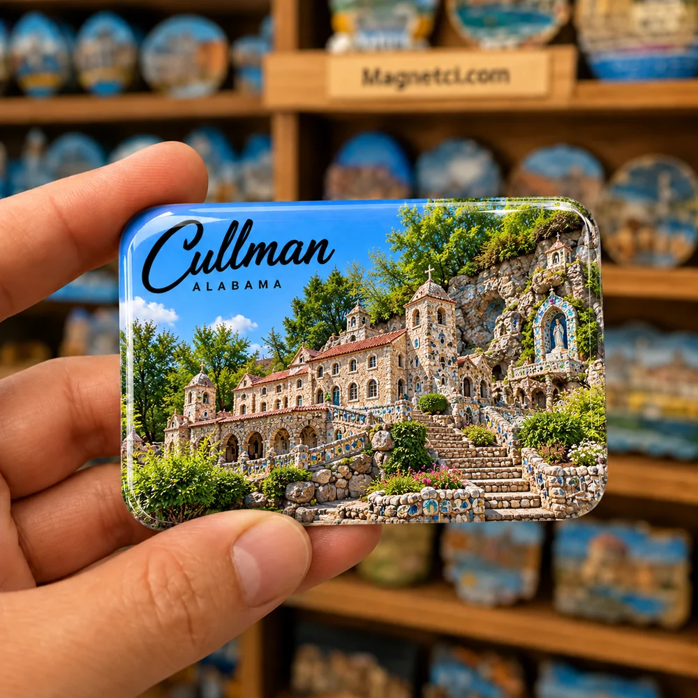 Lourdes Basilica Minyatürü epoksi souvenir magnet USA-ALB-AVE-03