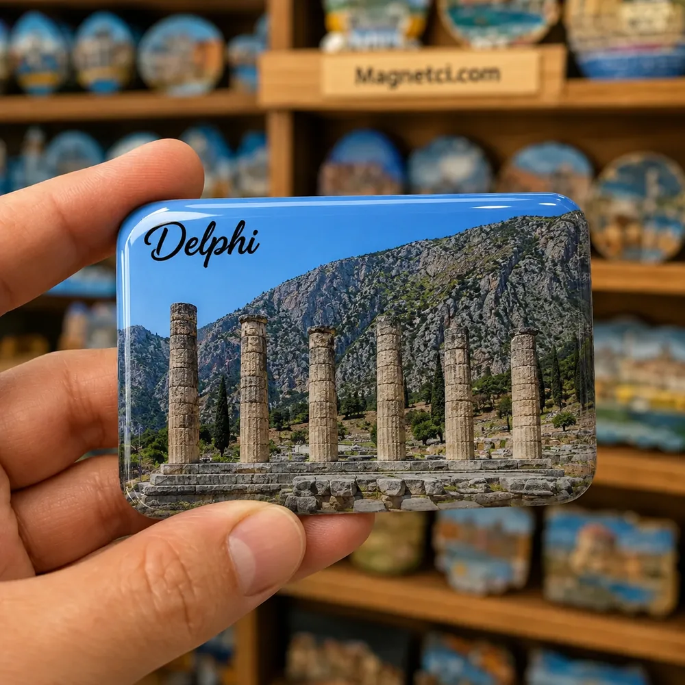 Delphi Archaeological Site Delphi Apollon Tapınağı Epoksi Magnet DLP-01