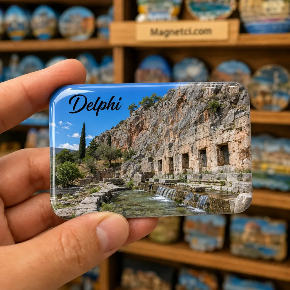Delphi Archaeological Site Kastalia Pınarı Epoksi Magnet DLP-07
