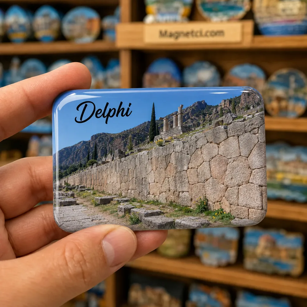 Delphi Archaeological Site Apollon Tapınağı Poligonal Duvarı Epoksi Magnet DLP-08