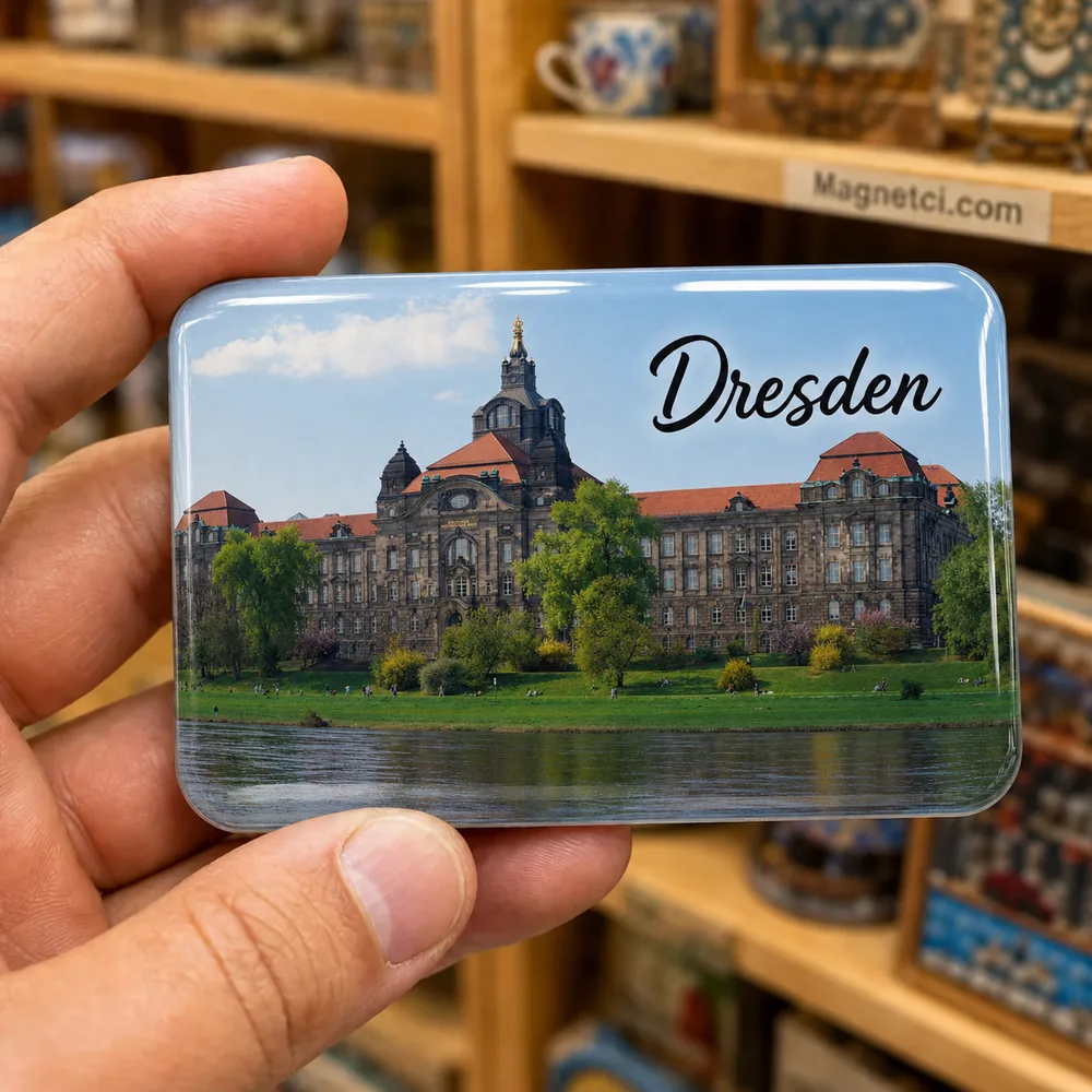 Dresden Elbe Kıyısı ve Saksonya Bakanlık Binası Epoksi Magnet DRE-09