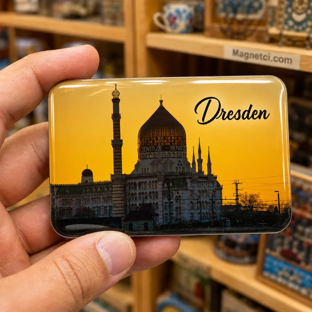Dresden Yenidze Binası Gün Batımı Epoksi Magnet DRE-10