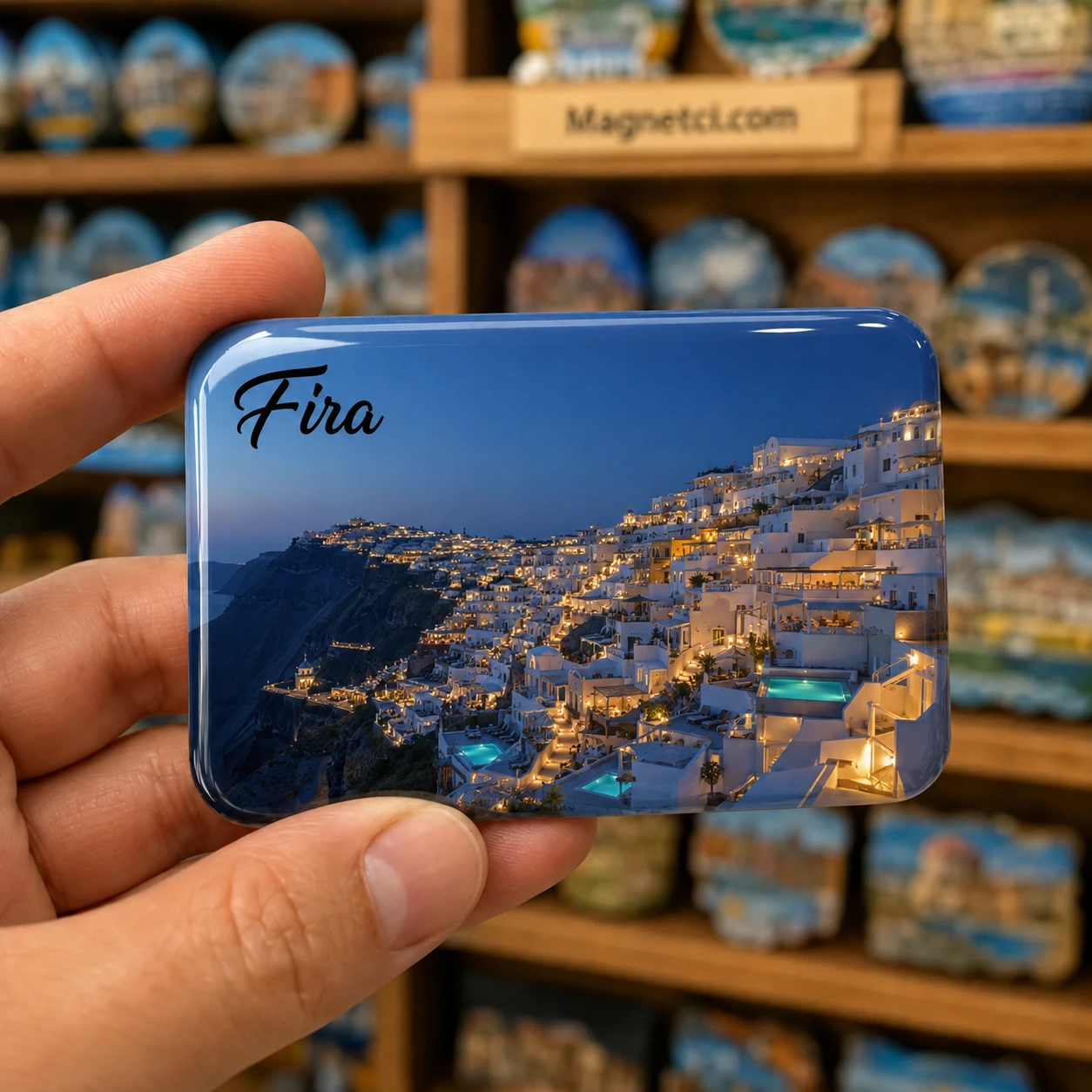 Fira Tarihi Merkez Panoraması epoksi magnet