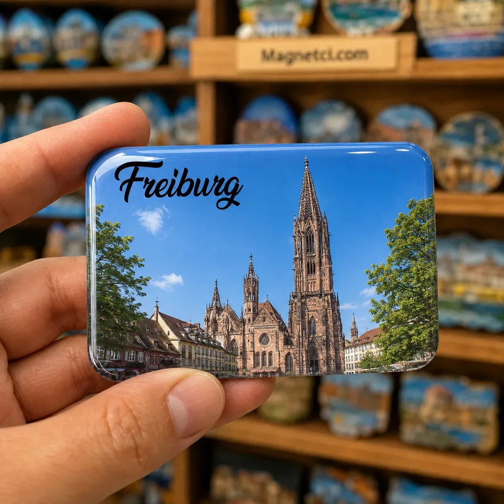Freiburg im Breisgau Freiburger Münster ve Gotik Batı Kulesi Epoksi Magnet FRE-01