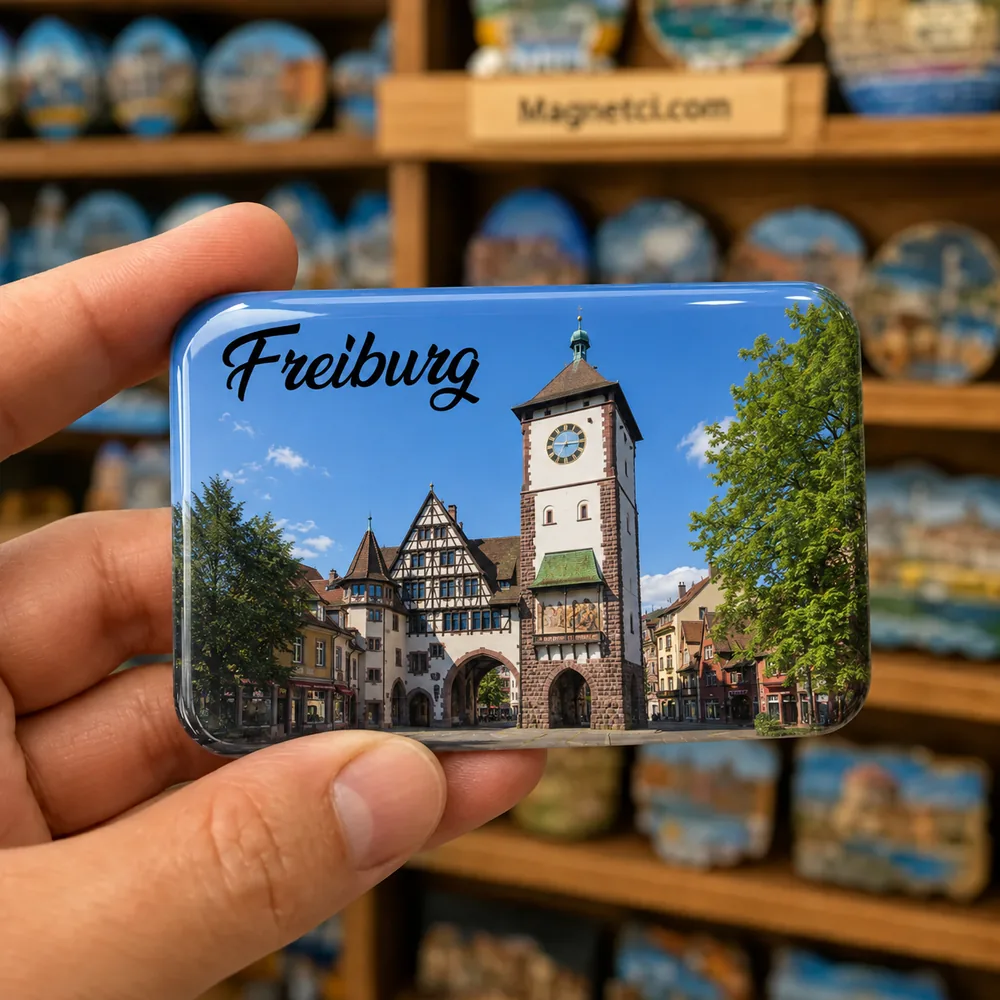 Freiburg im Breisgau Schwabentor Orta Çağ Kent Kapısı Epoksi Magnet FRE-02