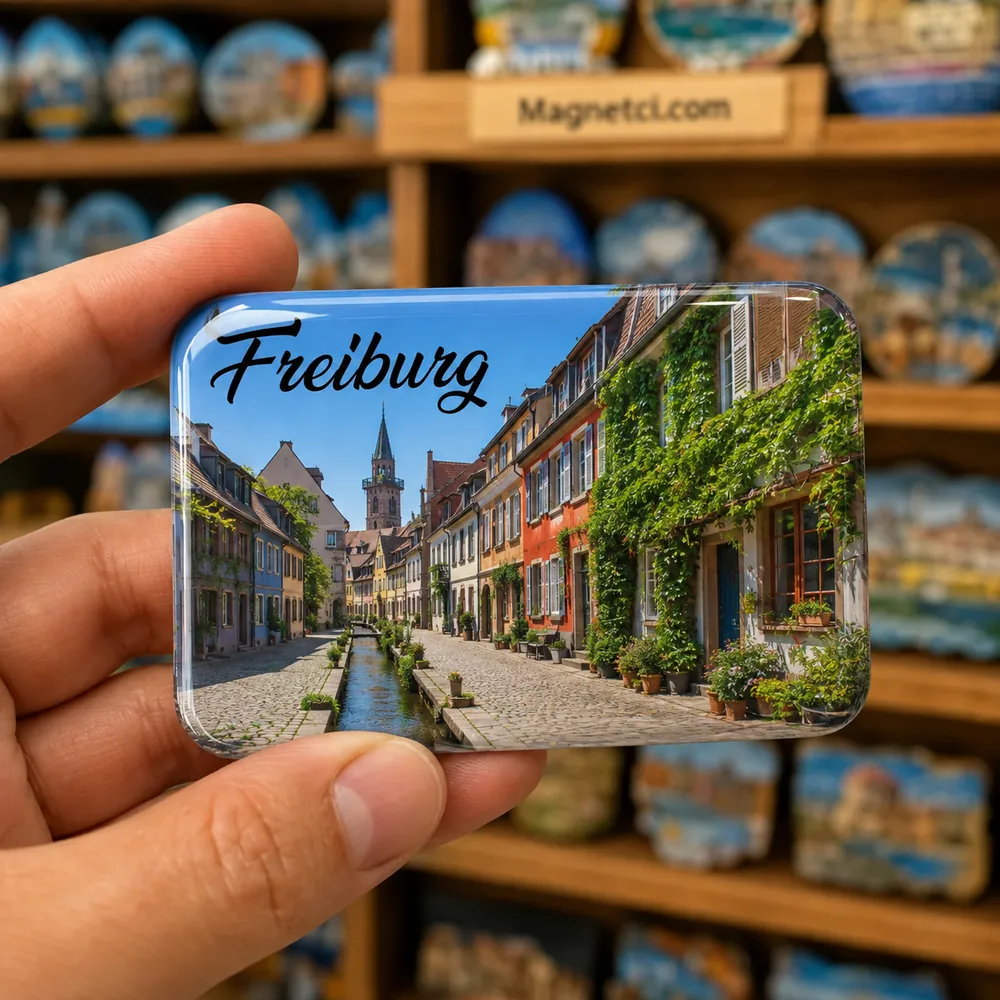 Freiburg im Breisgau Freiburg Bächle ve Schneckenvorstadt Epoksi Magnet FRE-07