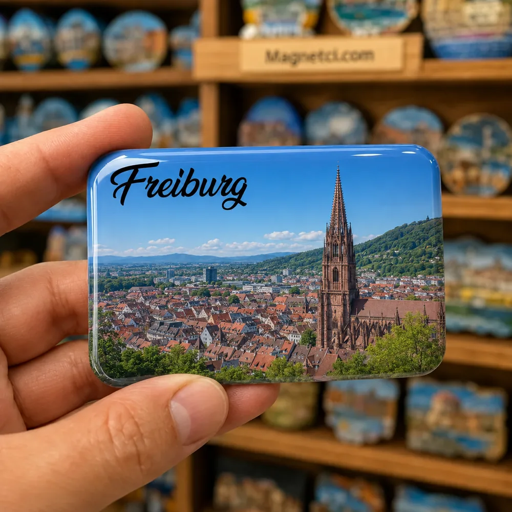 Freiburg im Breisgau Schlossberg Şehir Panoraması Epoksi Magnet FRE-08