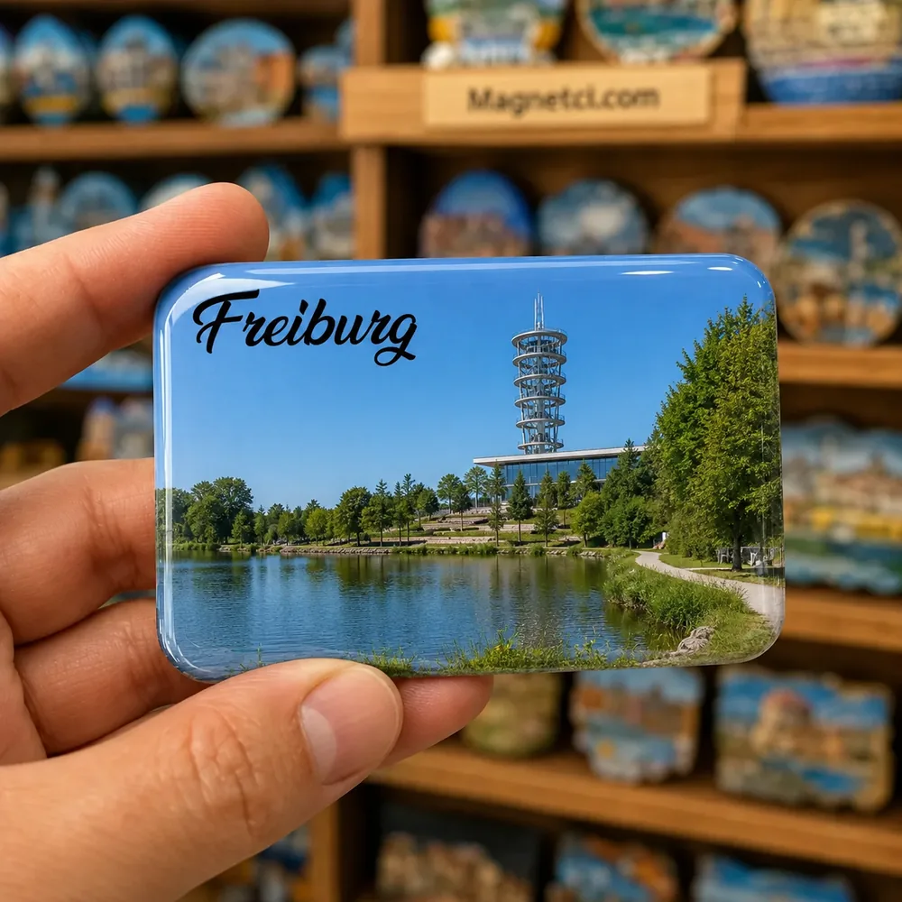 Freiburg im Breisgau Seepark Göl ve Park Manzarası Epoksi Magnet FRE-12