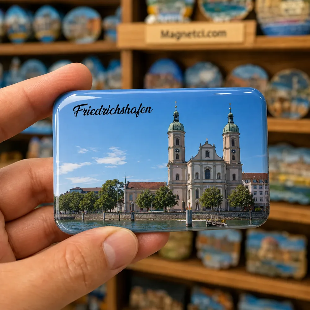 Friedrichshafen Schlosskirche ve İkiz Barok Kuleleri Epoksi Magnet FRI-01