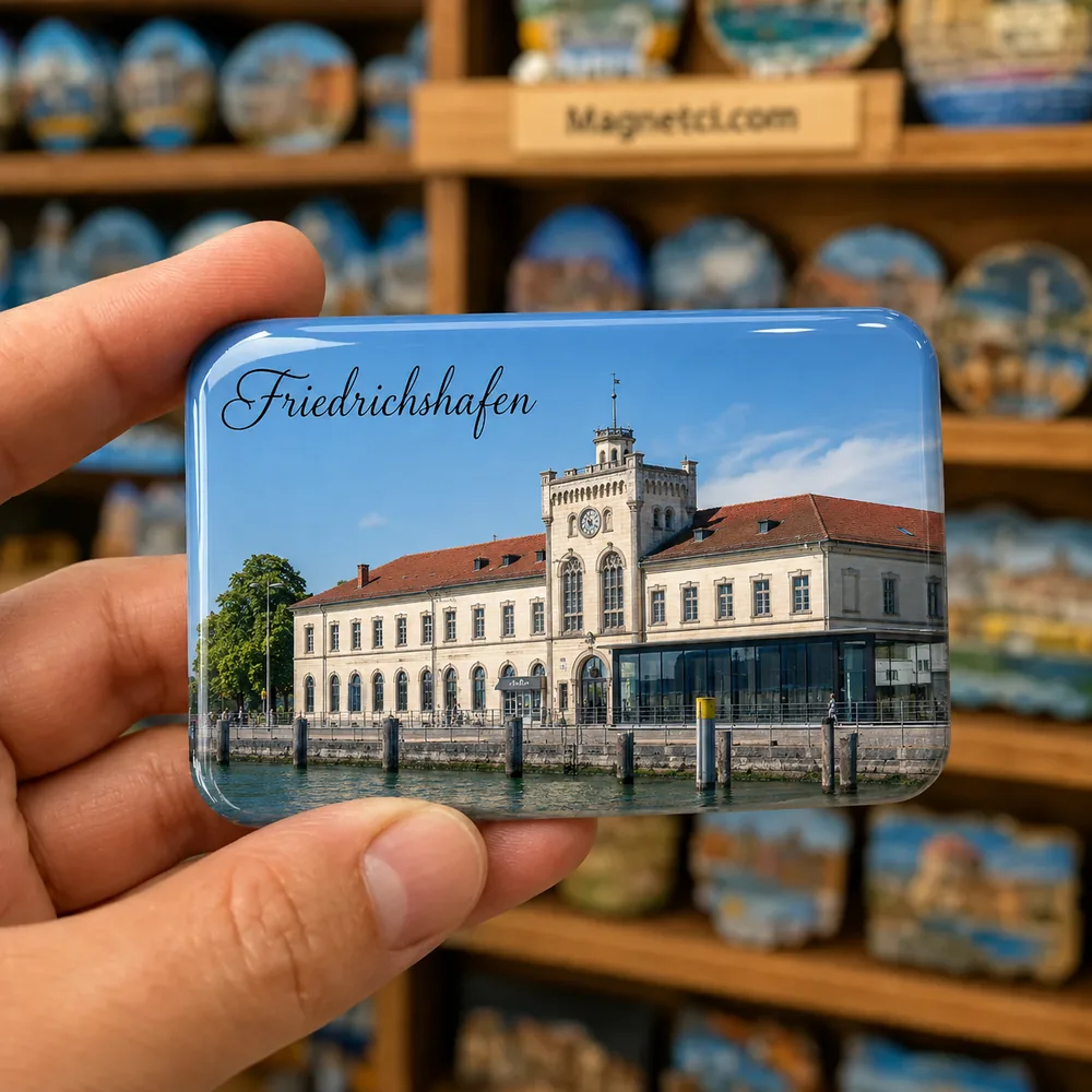 Friedrichshafen Zeppelin Museum ve Tarihî Hafenbahnhof Epoksi Magnet FRI-05