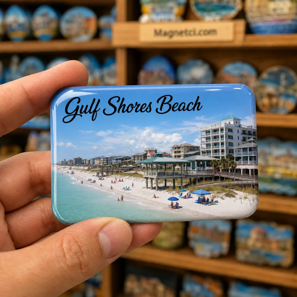 Gulf Shores Beach Gulf Place (Gulf Shores Main Public Beach) Epoksi Magnet GUL-01