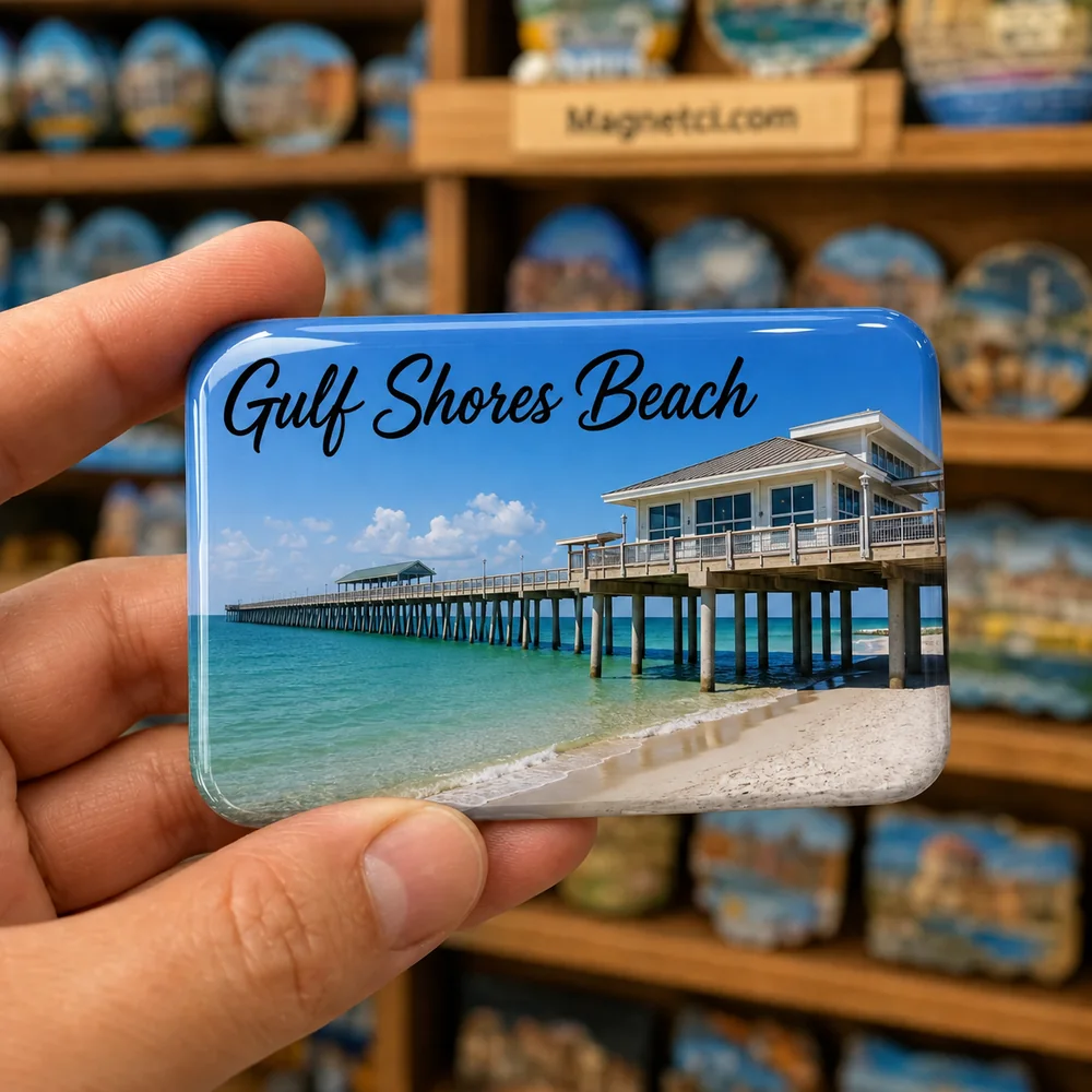 Gulf Shores Beach Gulf State Park Fishing and Education Pier Epoksi Magnet GUL-02
