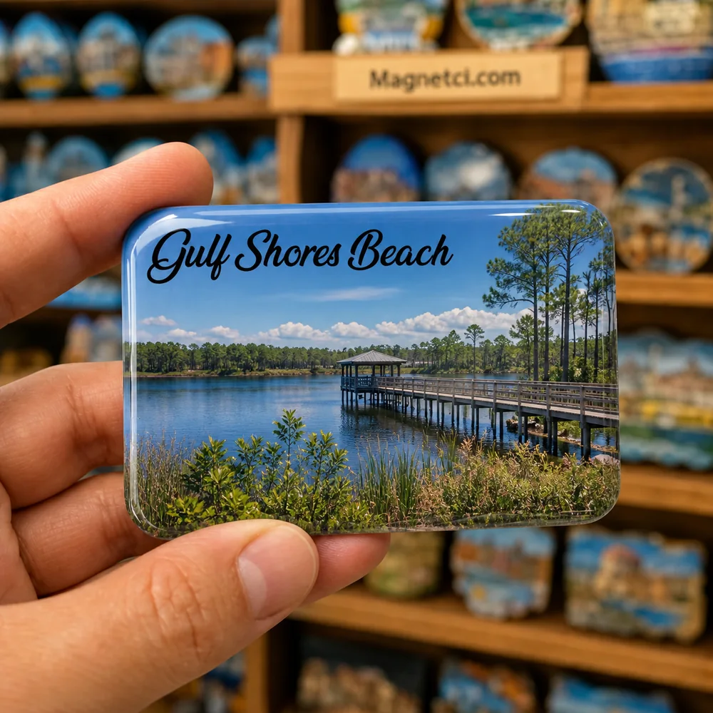 Gulf Shores Beach Lake Shelby Epoksi Magnet GUL-04