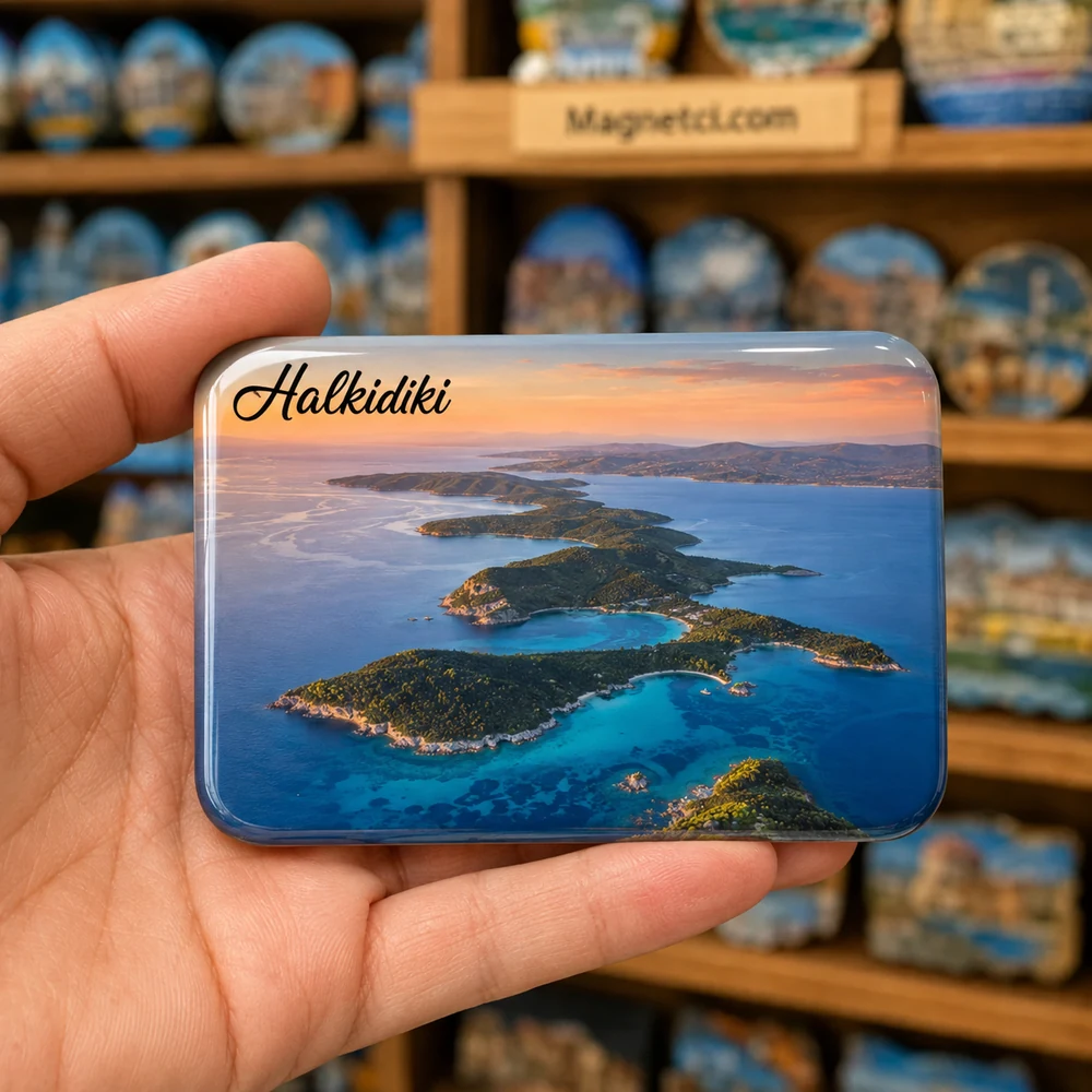 Kassandra Peninsula Tarihi Merkez Panoraması epoksi magnet HKP-01
