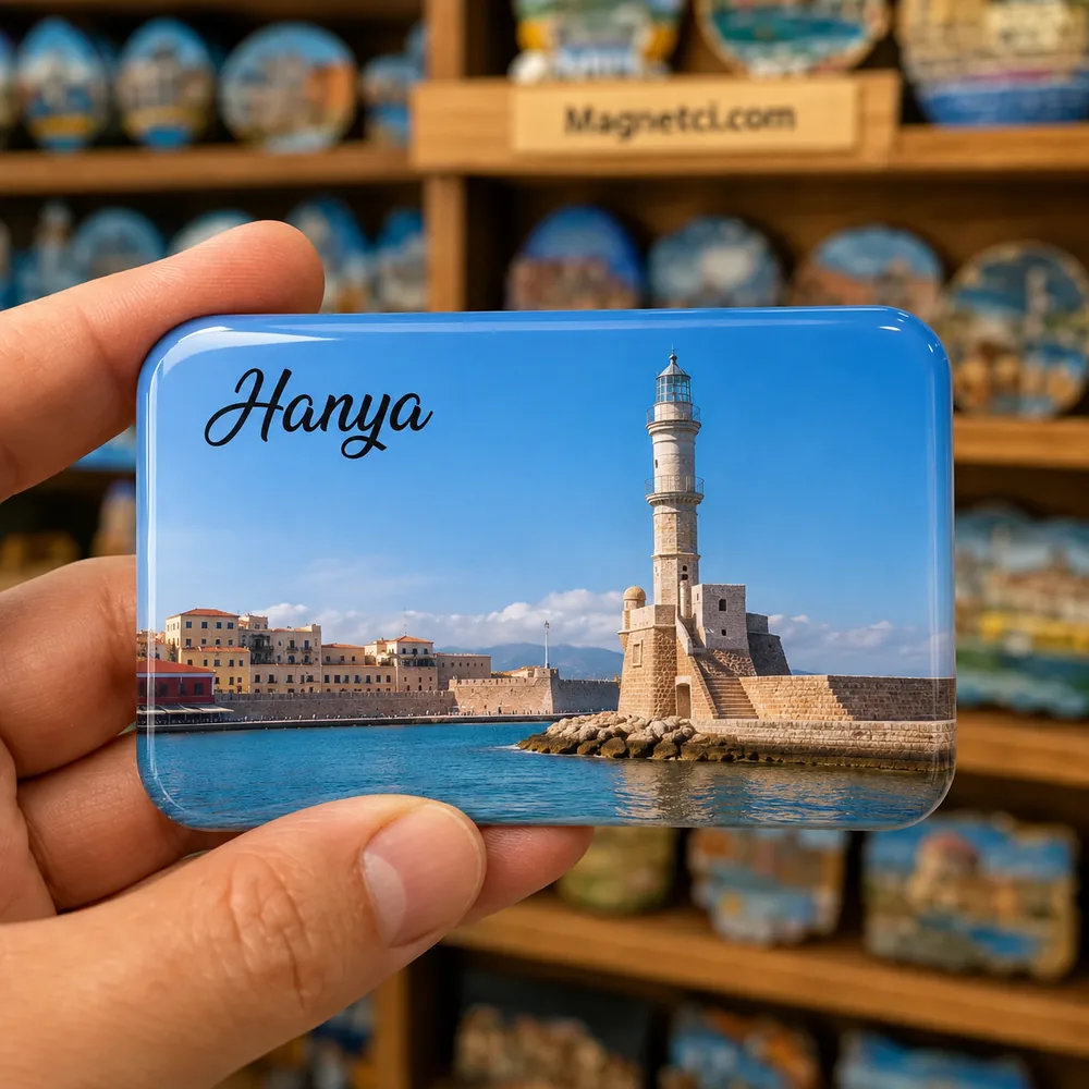 Hanya turistik nokta temalı parlak epoksi souvenir magnet