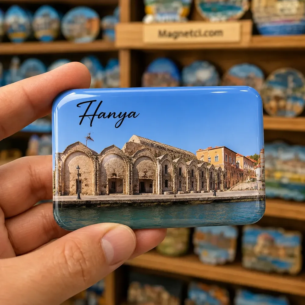 Hanya turistik nokta temalı parlak epoksi souvenir magnet