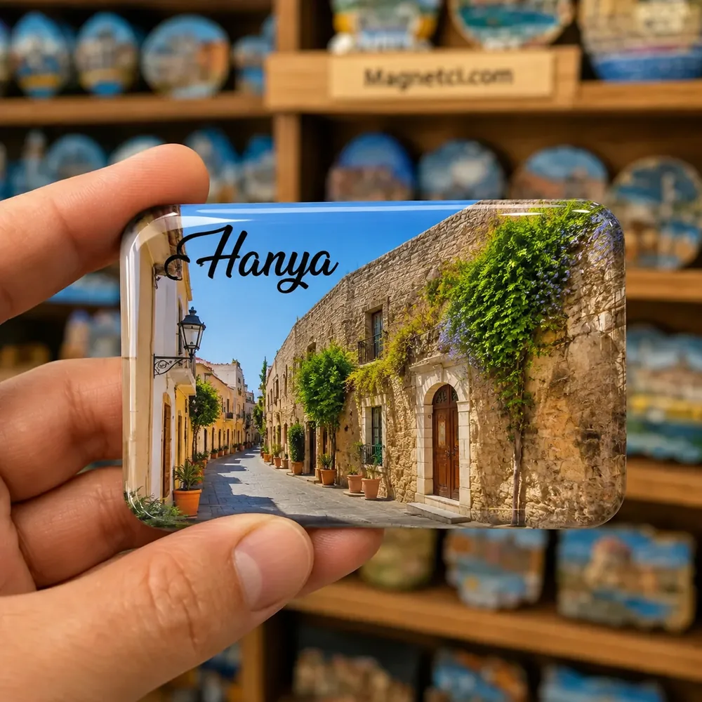 Hanya turistik nokta temalı parlak epoksi souvenir magnet