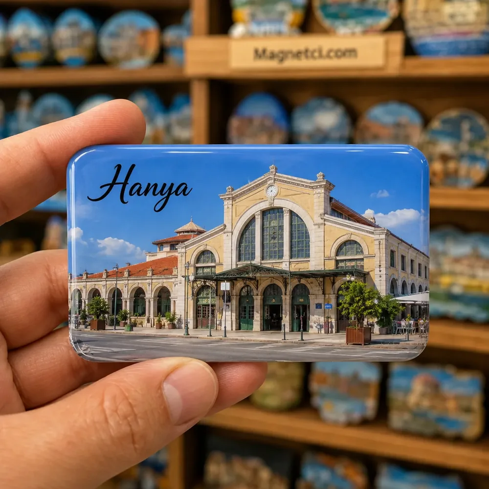 Hanya turistik nokta temalı parlak epoksi souvenir magnet