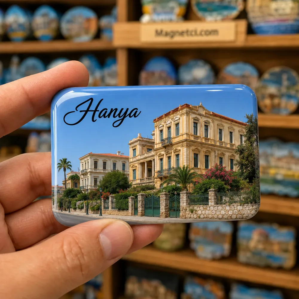 Hanya turistik nokta temalı parlak epoksi souvenir magnet