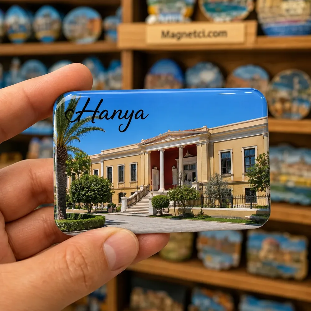 Hanya turistik nokta temalı parlak epoksi souvenir magnet
