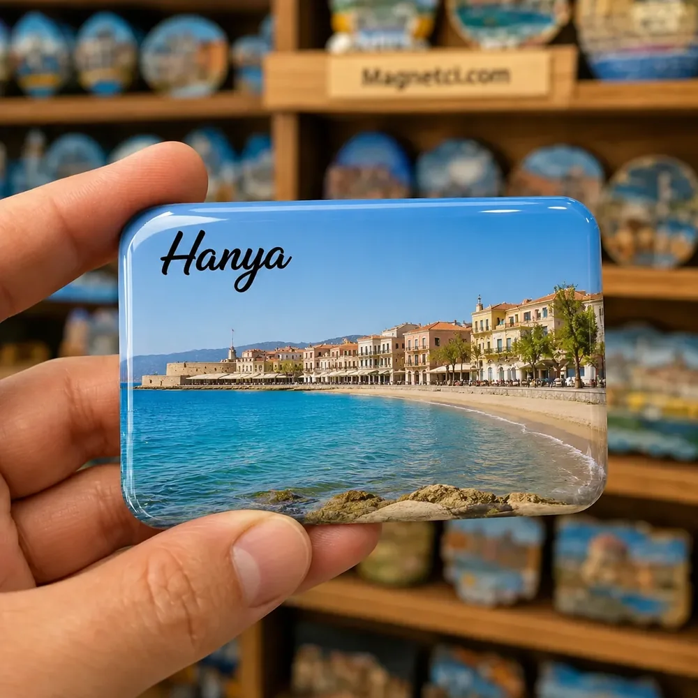 Hanya turistik nokta temalı parlak epoksi souvenir magnet