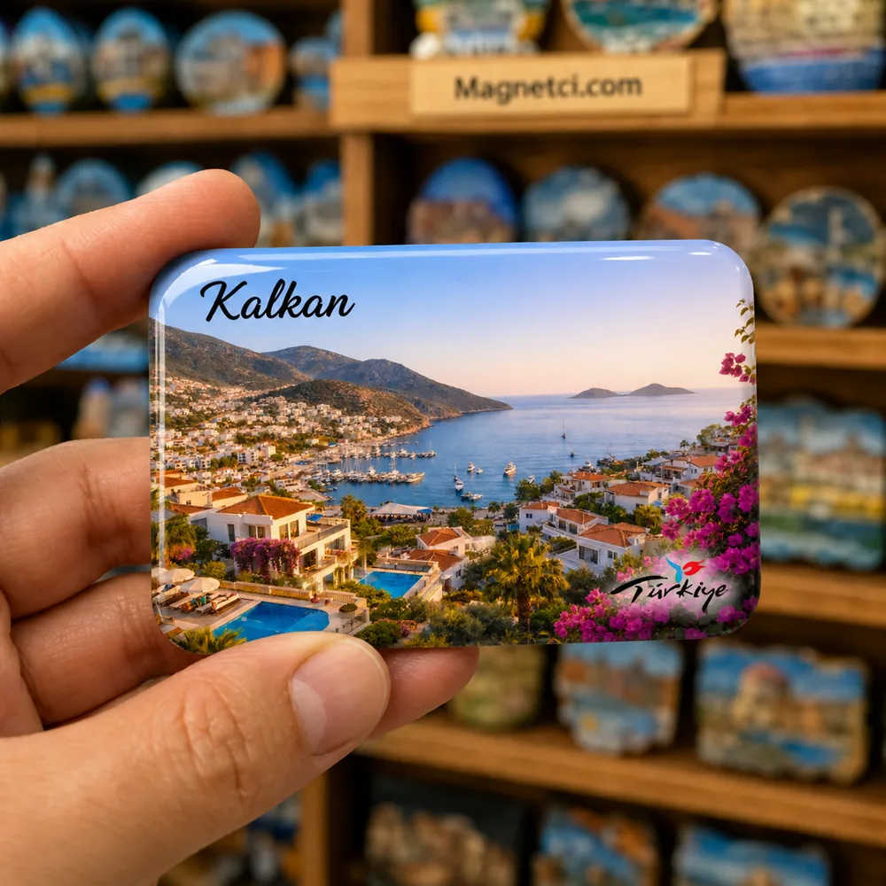 Kalkan Limanı Gün Batımı Epoksi Magnet KLK-01