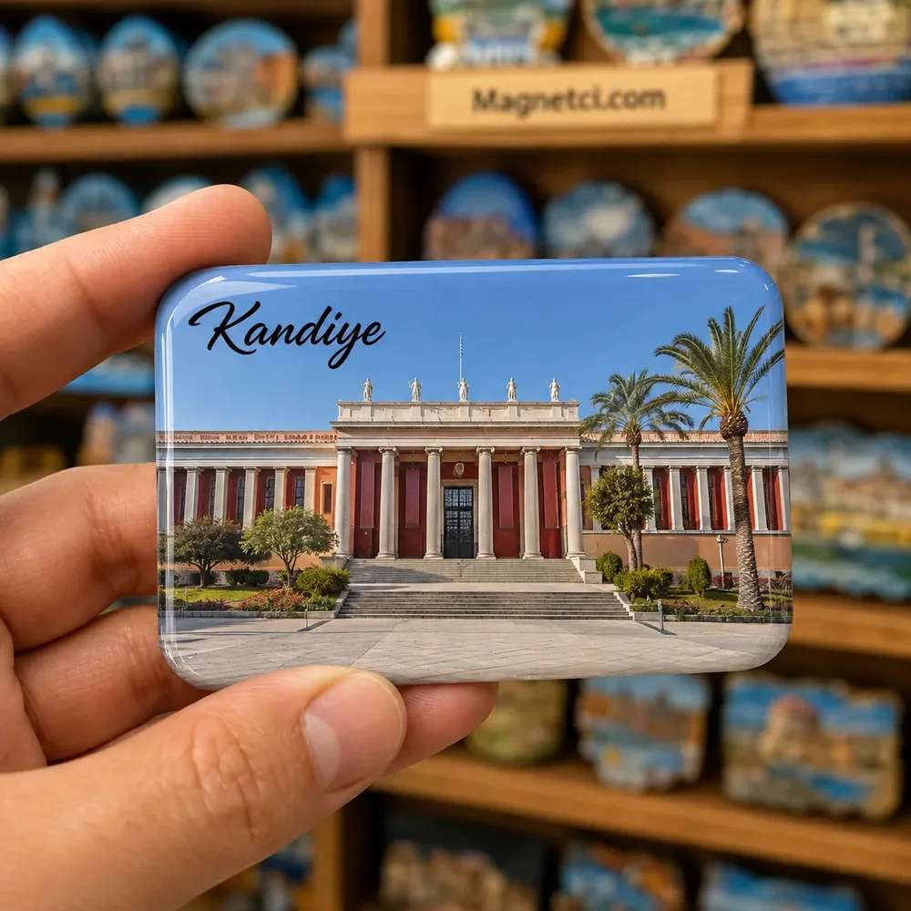 Kandiye turistik nokta temalı parlak epoksi souvenir magnet