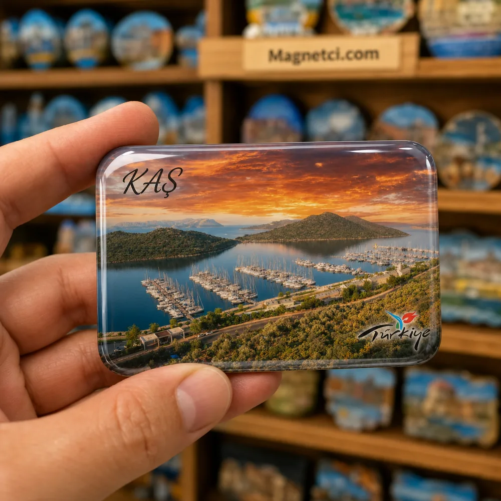 Kaş Marina Gün Batımı Epoksi Magnet KAS-01