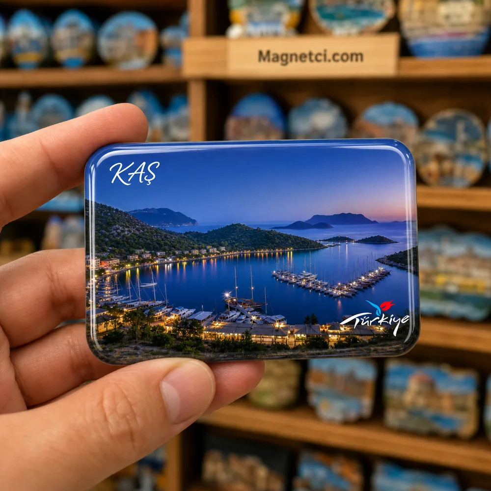 Kaş Marina Mavi Saat Epoksi Magnet KAS-12