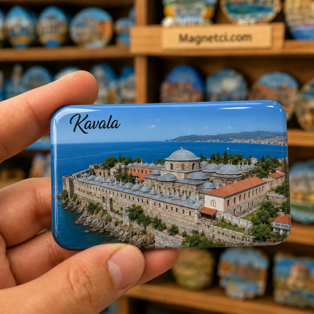 Kavala İmaret ve Ege Denizi Manzarası epoksi magnet KAV-05