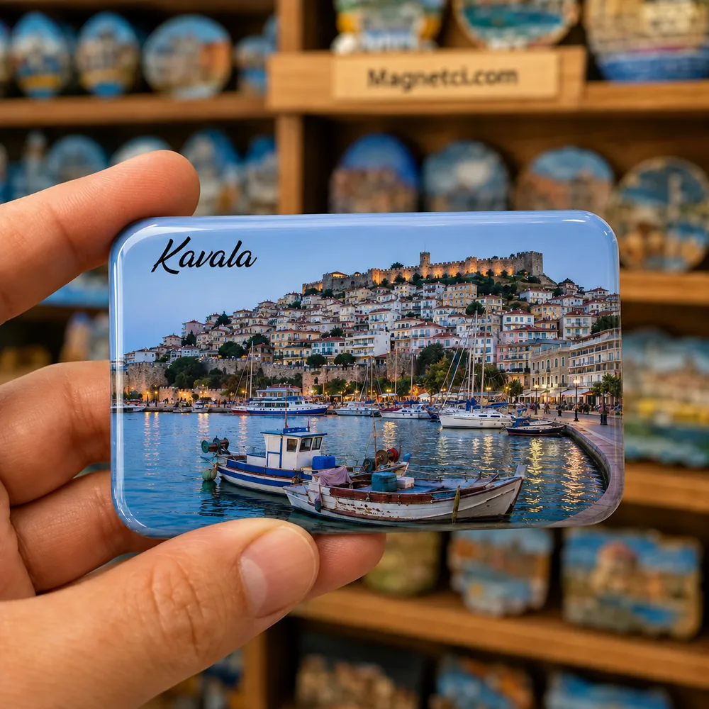 Kavala Limanı ve Balıkçı Tekneleri epoksi magnet KAV-09