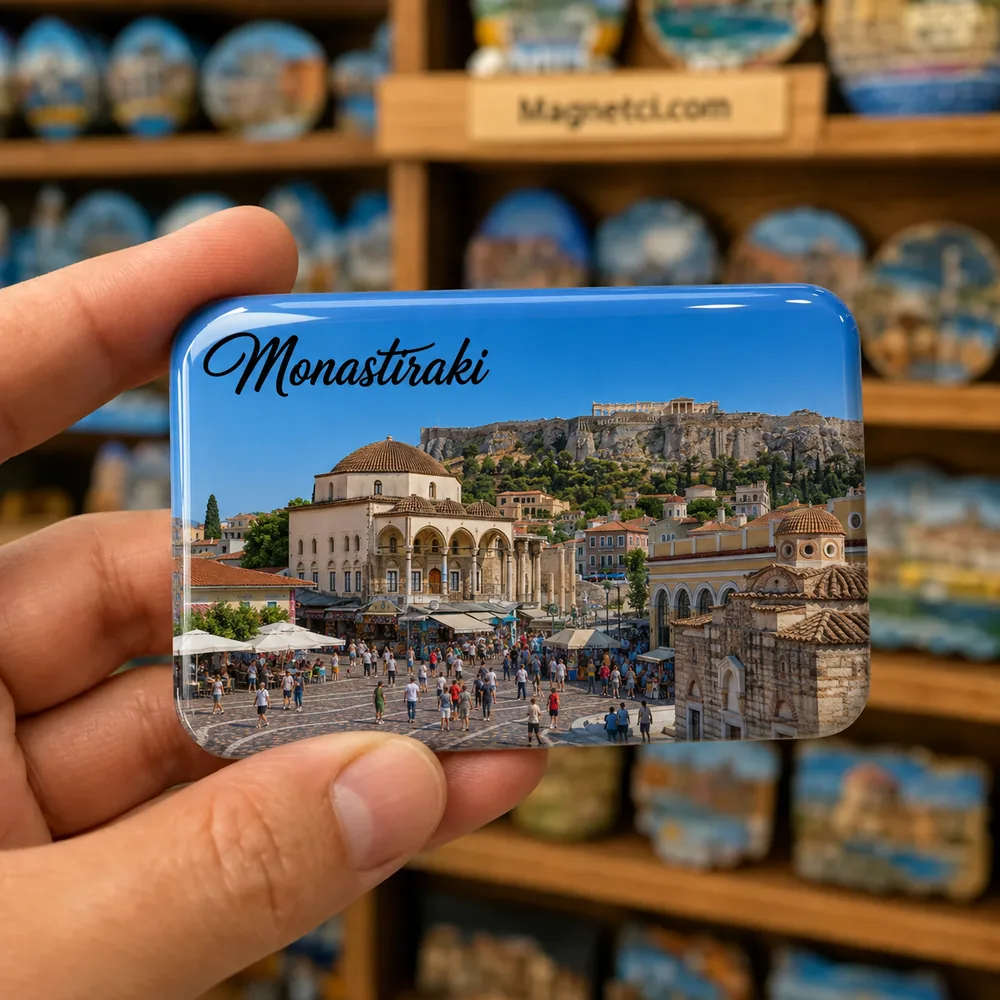 Monastiraki Monastiraki Meydanı ve Akropolis Panoraması Epoksi Magnet MON-01