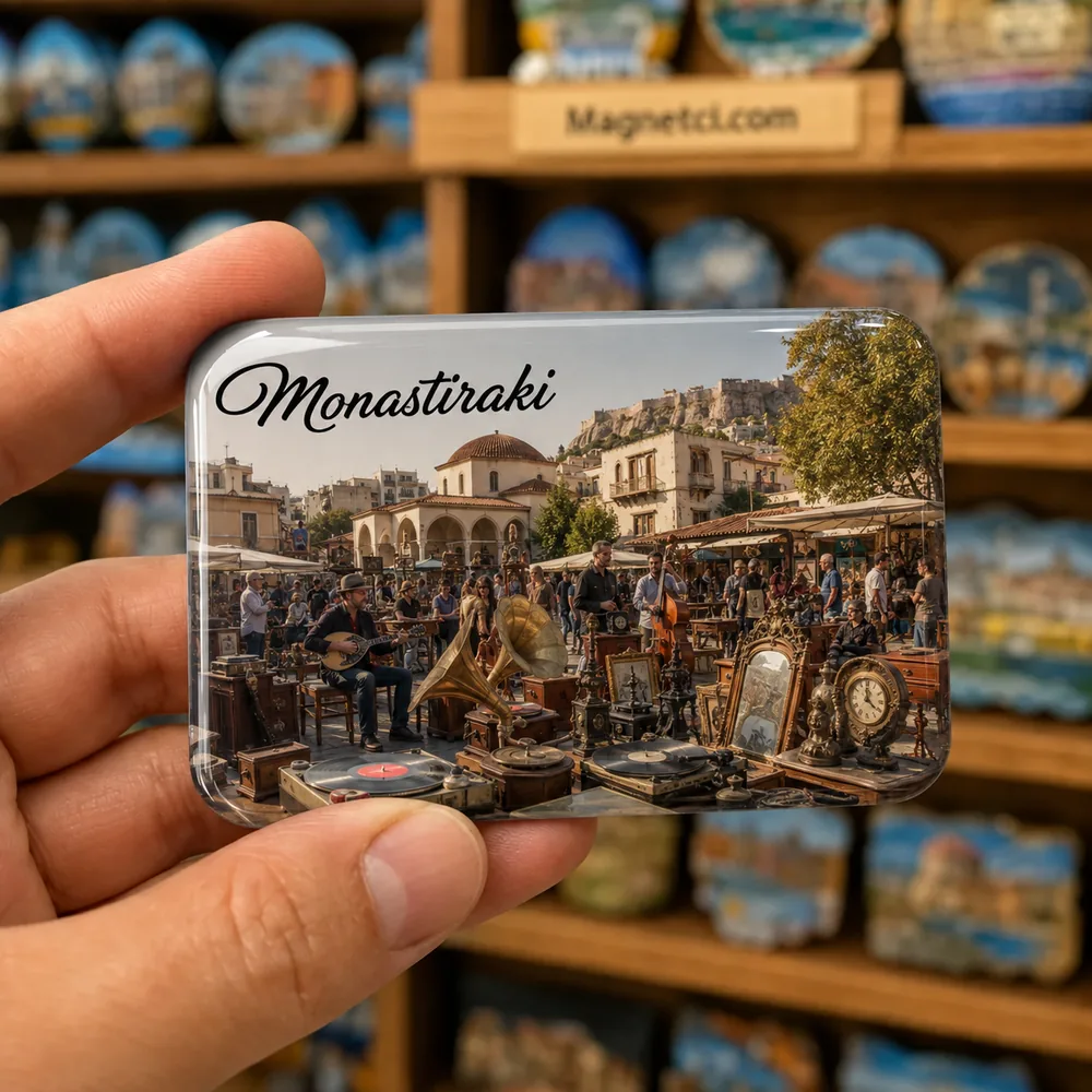 Monastiraki Avissinias Meydanı Antika Pazarı Epoksi Magnet MON-06