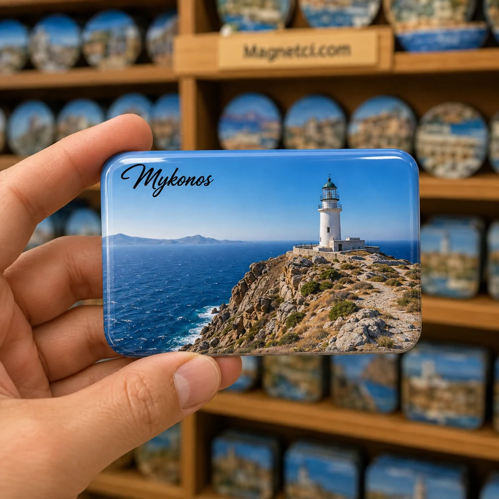 Chora Mykonos Cadde ve Sokak Görünümü epoksi magnet MYK-05