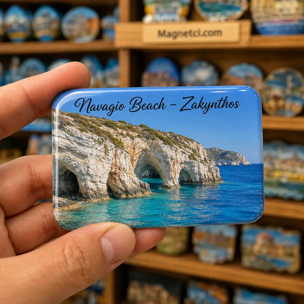 Navagio Beach Zakynthos Mavi Mağaralar epoksi magnet NAV-03
