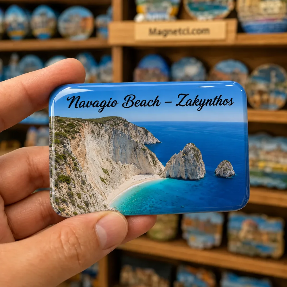Navagio Beach Zakynthos Keri Kayalıkları epoksi magnet NAV-08