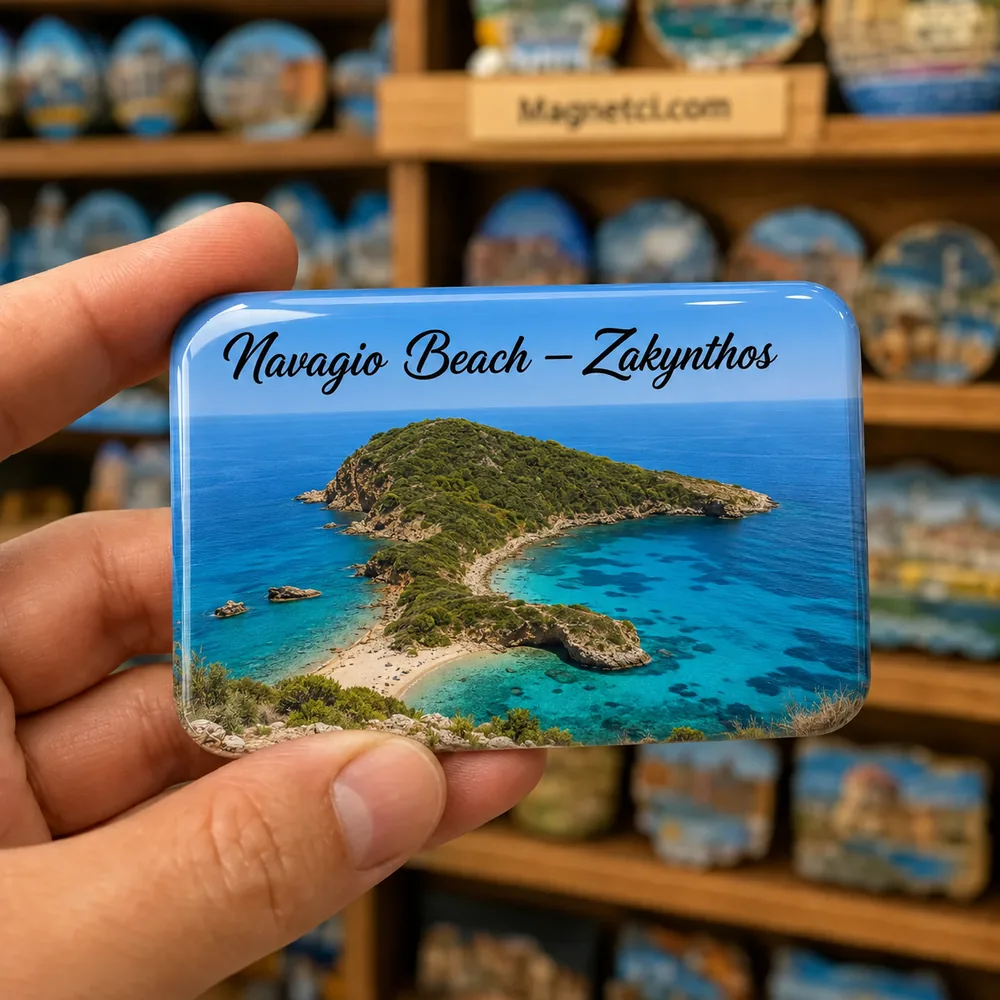 Navagio Beach Zakynthos Marathonisi Kaplumbağa Adası epoksi magnet NAV-09