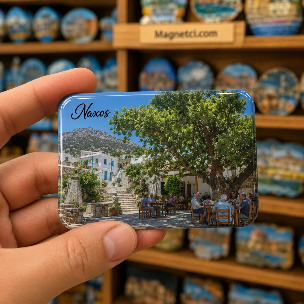 Portara Naxos Gün Batımı Panoraması epoksi magnet NAX-07