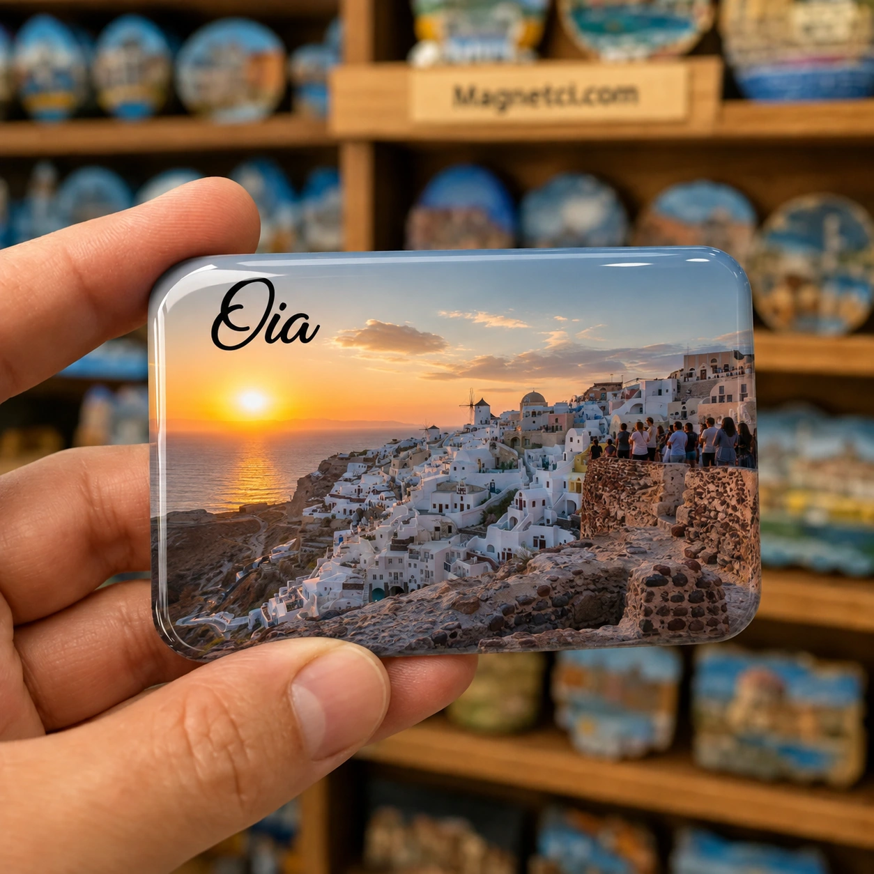 Oia Tarihi Yapılar Seçkisi epoksi magnet
