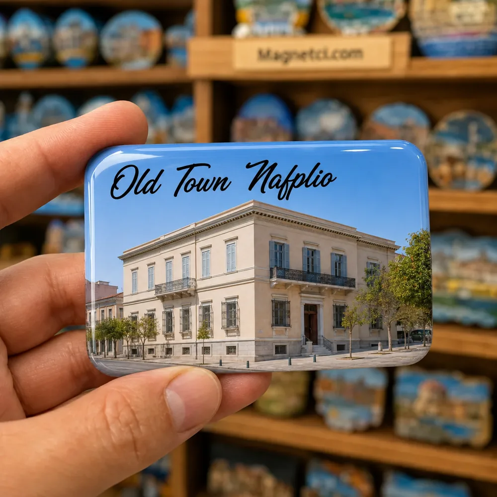 Old Town Nafplio Peloponez Folklor Vakfı Müzesi temalı parlak epoksi souvenir magnet