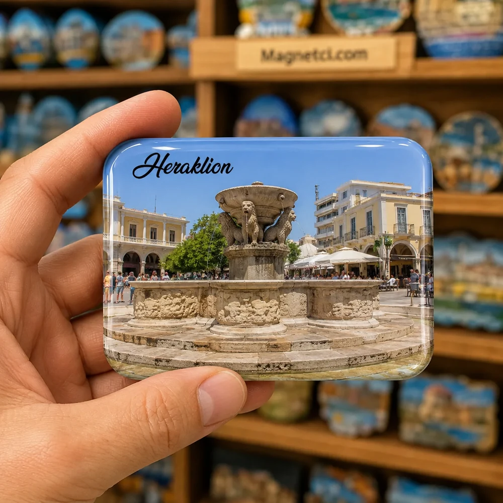 Palace of Knossos Gece Şehir Silüeti epoksi magnet PKH-08