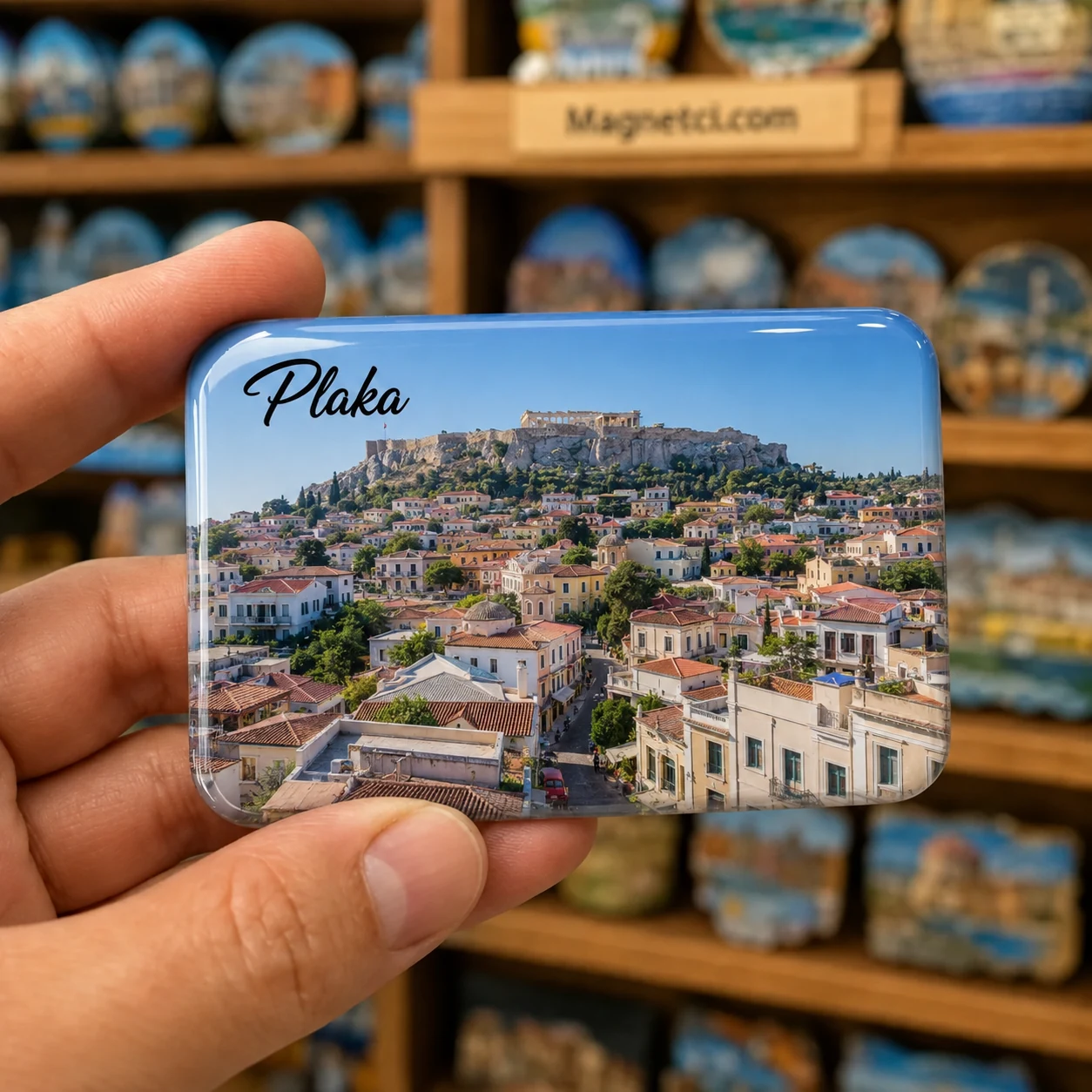 Plaka Plaka Mahallesi ve Akropolis Panoraması Epoksi Magnet PLK-01