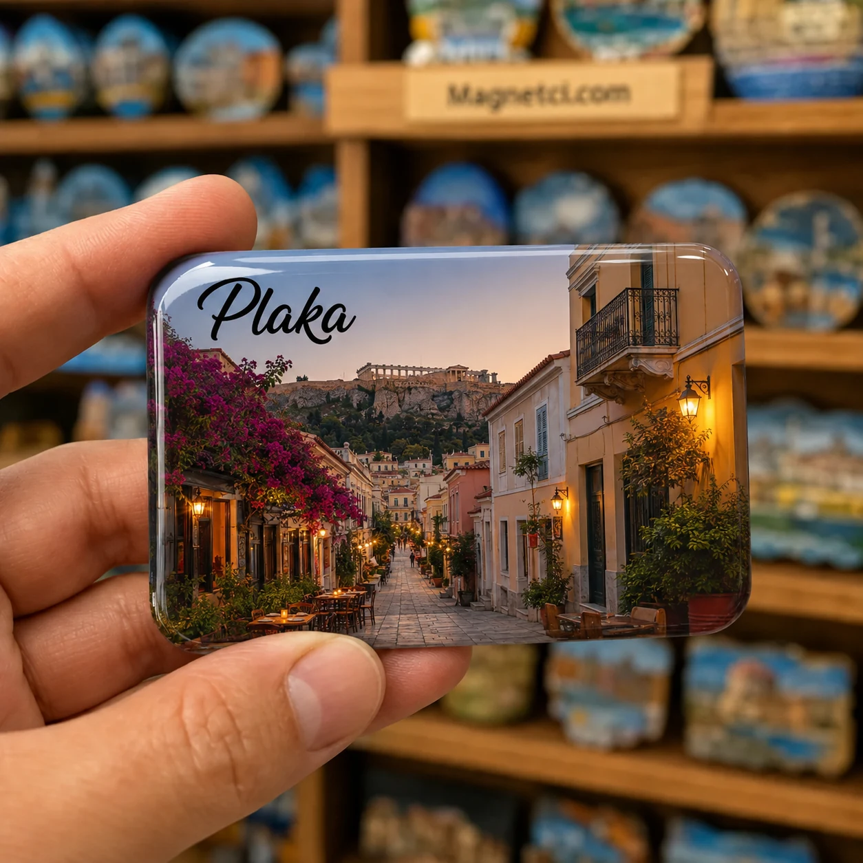 Plaka Plaka Sokakları Gün Batımı Epoksi Magnet PLK-07