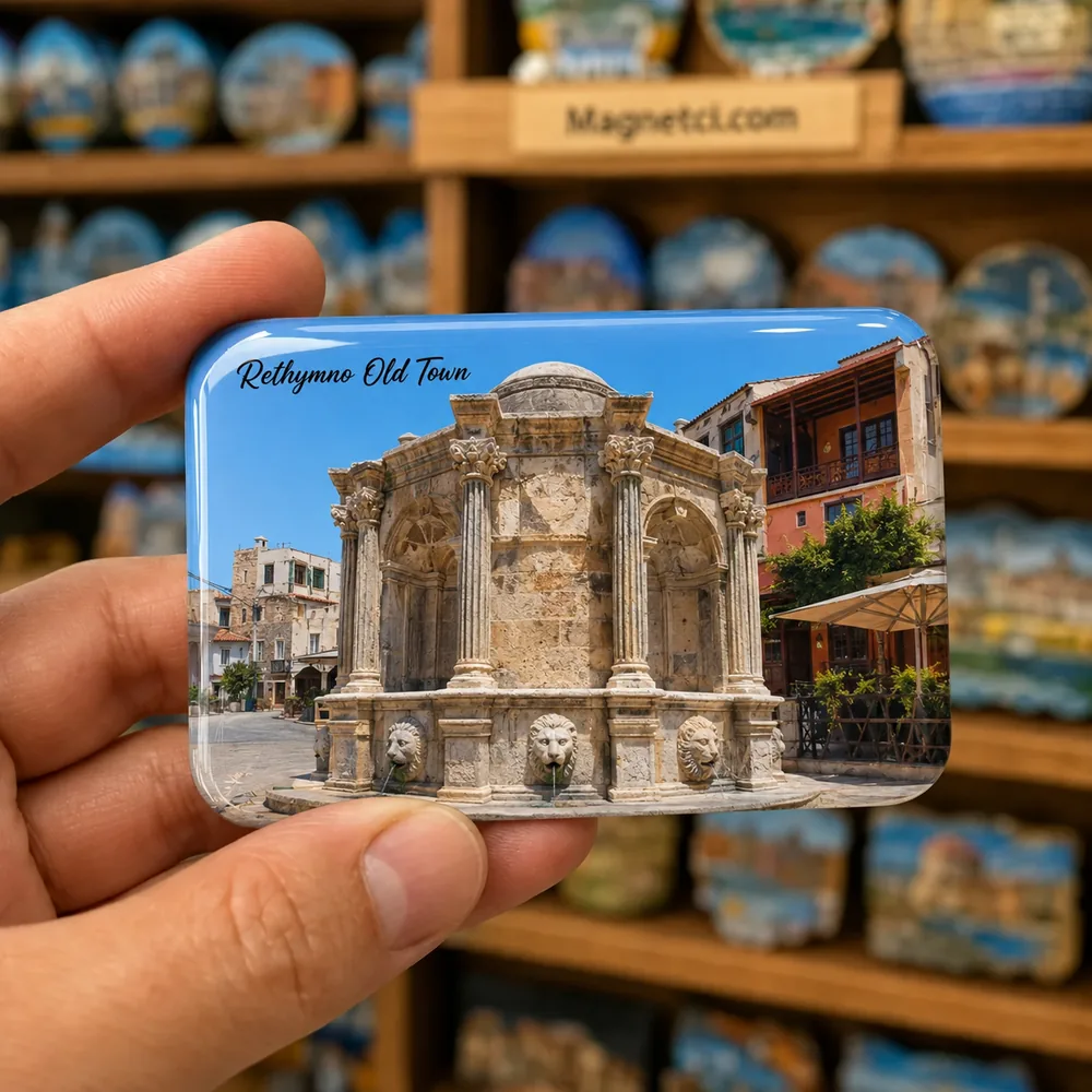 Rethymno Old Town Rimondi Çeşmesi epoksi magnet RET-03